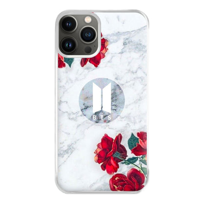 K-Pop Band Logo Marble Roses Phone Case