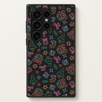 Neon Christmas Icons Pattern I Galaxy S24 Ultra Case