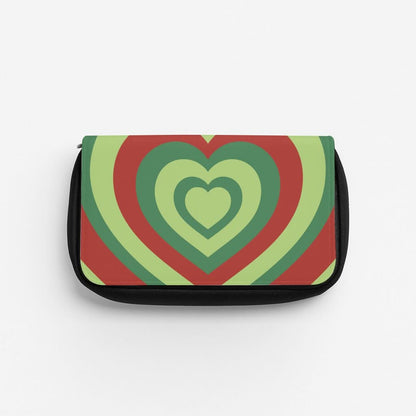 Red And Green Trippy Heart Christmas Pattern Pencil Case
