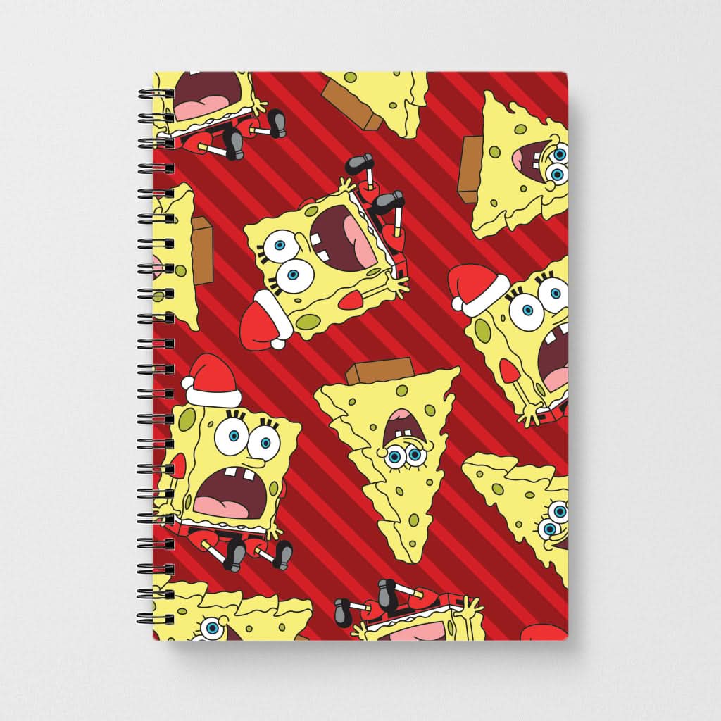 Christmas Cartoon Sponge Stripes Pattern Notebook