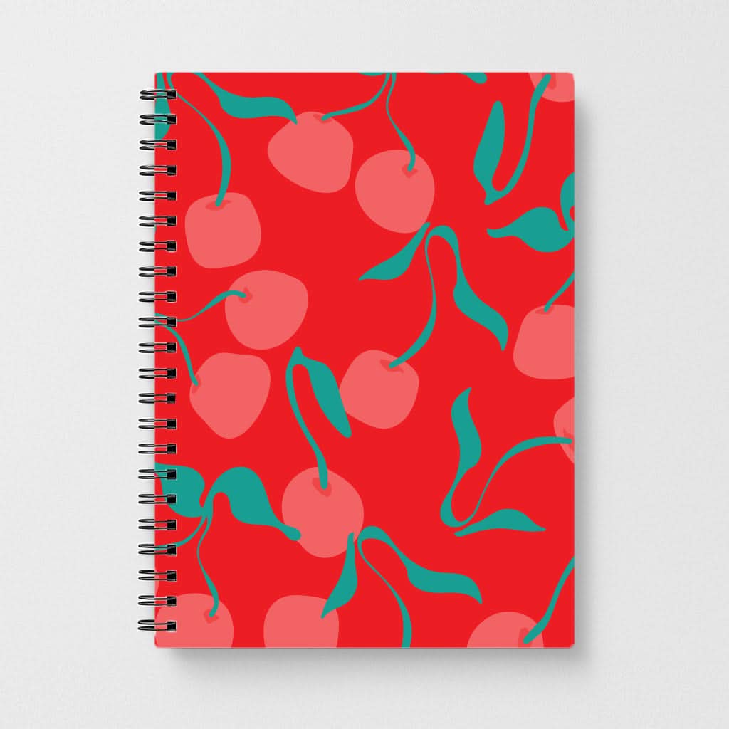 Red Abstract Cherries Pattern Notebook