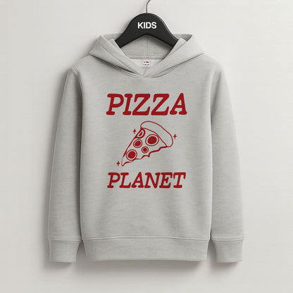 Retro Pizza Planet  Grey Kids Hoodie