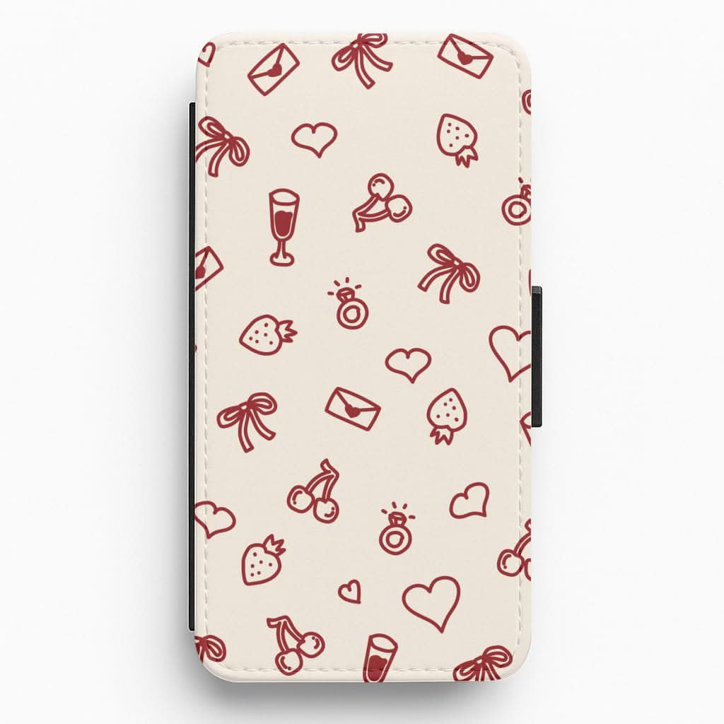 Valentines Doodles Flip / Wallet Phone Case