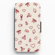 Valentines Doodles Flip / Wallet Phone Case 1
