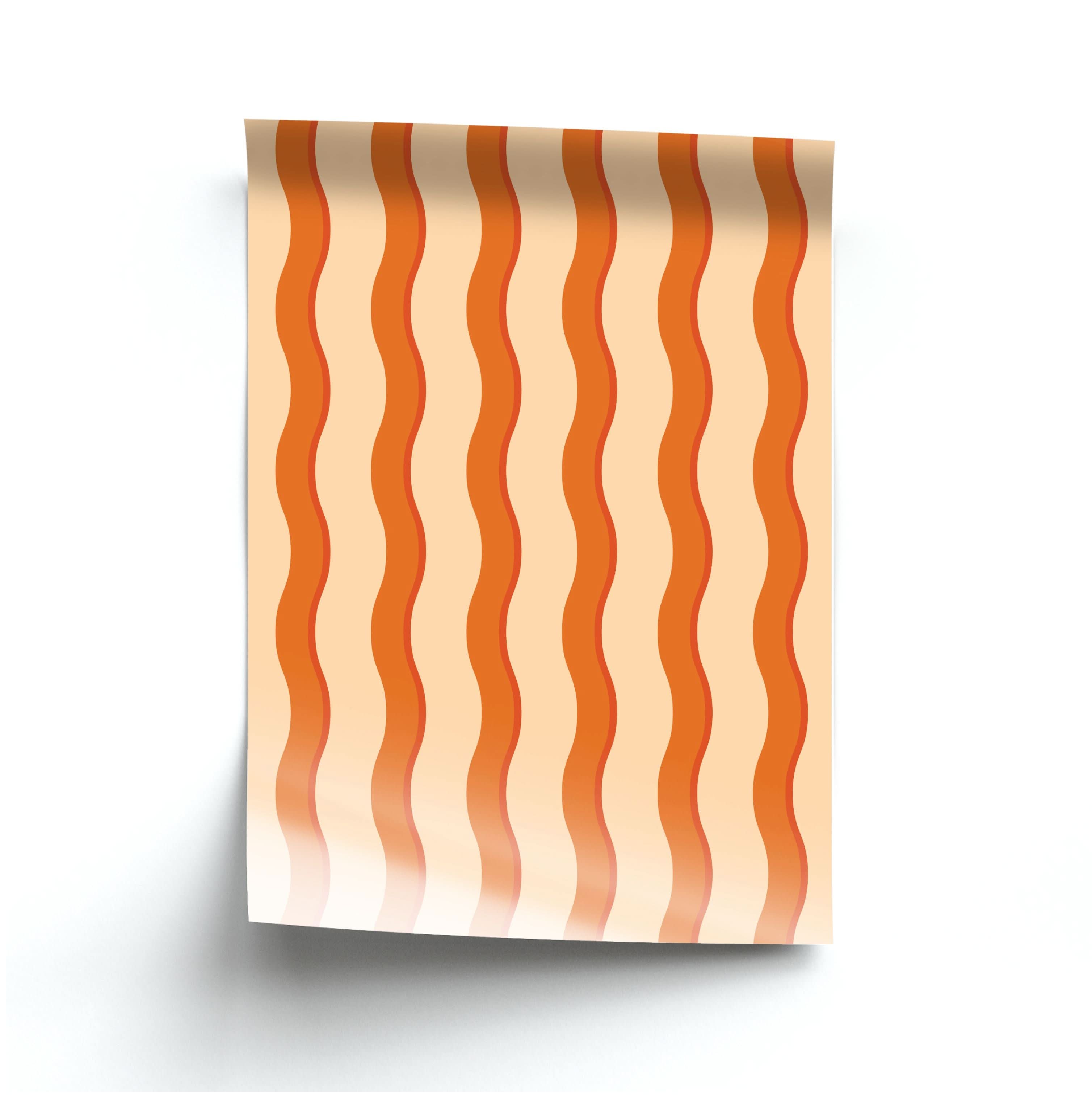 Orange Wavy Stripes Pattern Poster