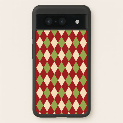 Red And Green Argyle Christmas Pattern Google Pixel 8 Case