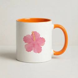 Pink Hibiscus Orange Mug
