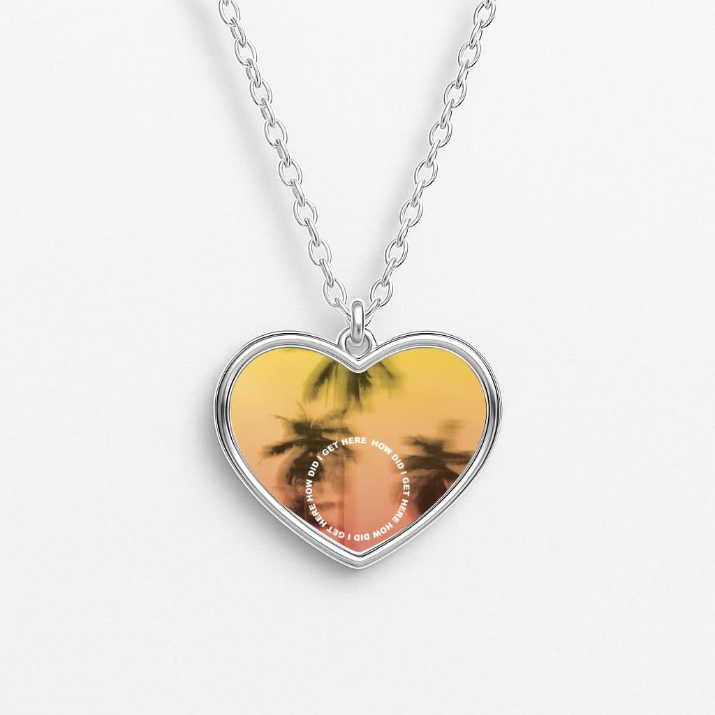 Palm Trees Circle Heart Necklace