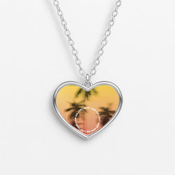 Palm Trees Circle Heart Necklace