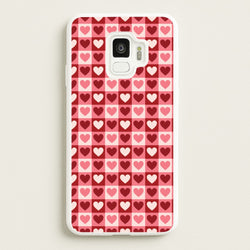 Pink Tartan Love Hearts Pattern Galaxy S9 Case