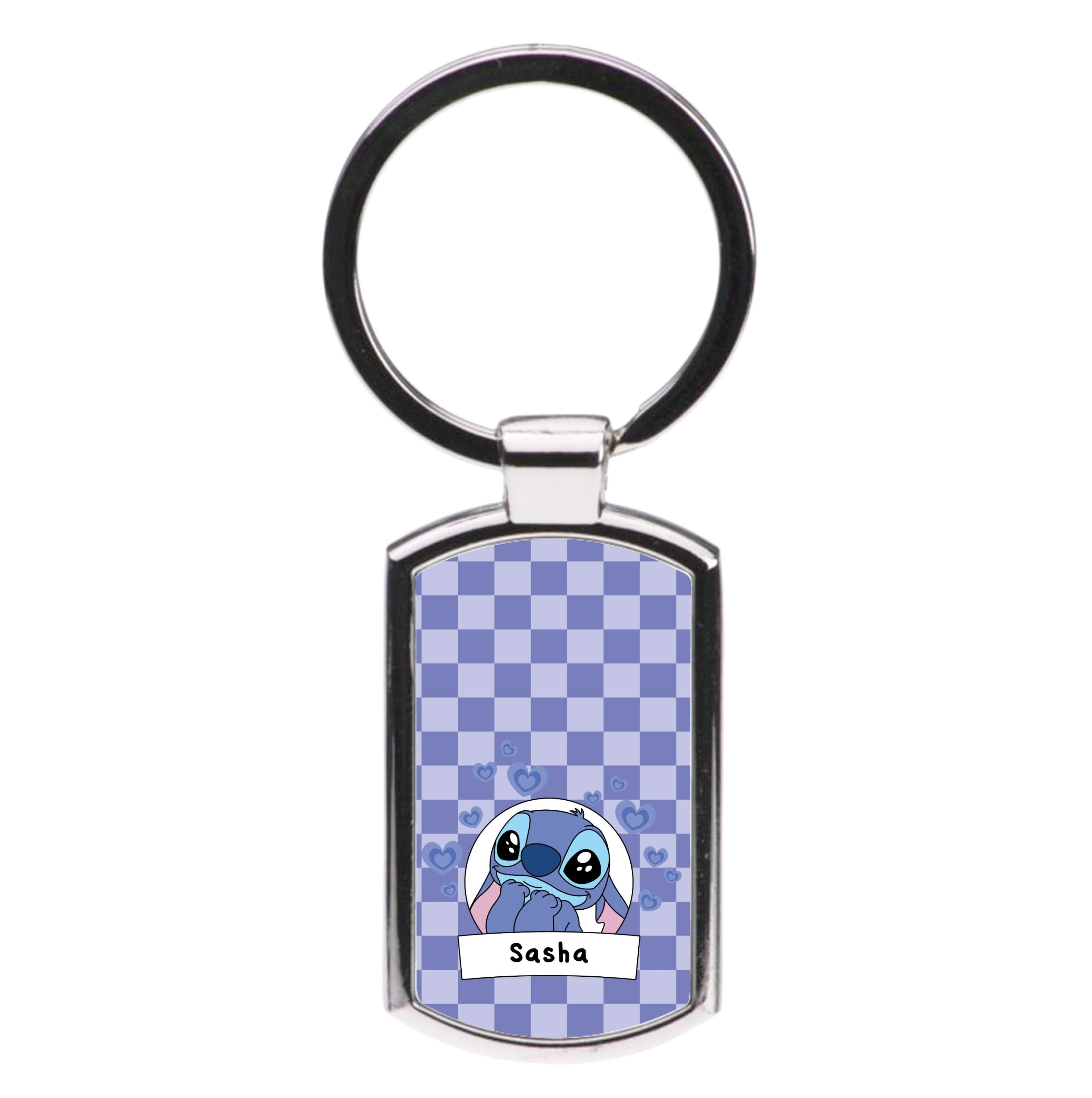 Personalised Cute Blue Alien Luxury Keyring