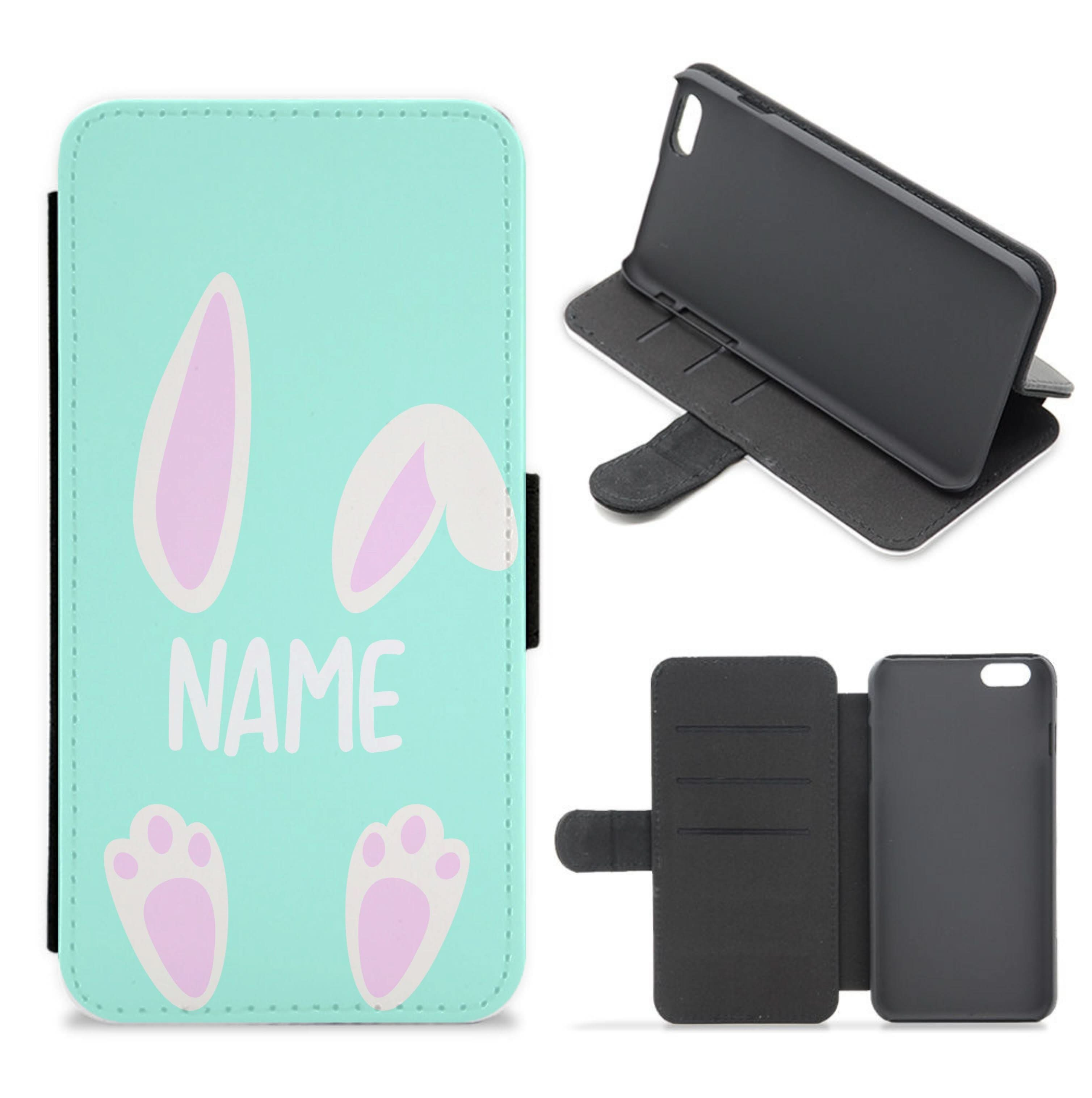 White Bunny Personalised Flip / Wallet Phone Case