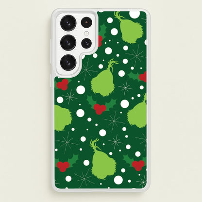 Green Creature Christmas Pattern Galaxy S22 Ultra Case