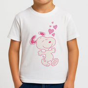 Cartoon Beagle Valentine Hearts Pattern Kids T-Shirt 4