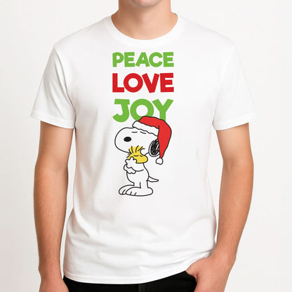 Peace, Love, Joy Christmas Cartoon Beagle Mens T-Shirt