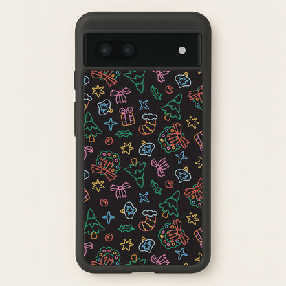 Neon Christmas Icons Pattern I Google Pixel 6a Case