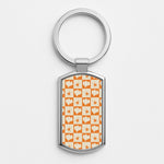 Spiders And Ghosts Checkered Pattern II Silver Metal Keyring