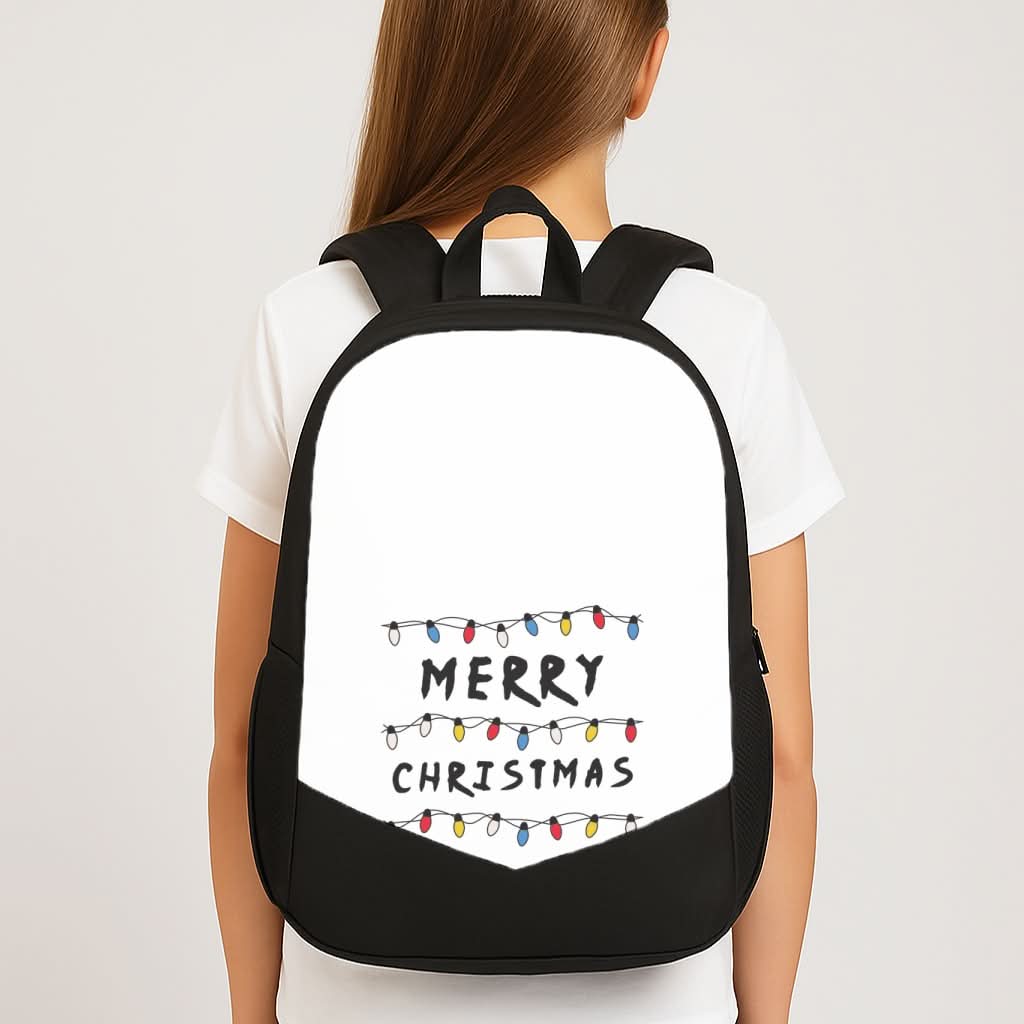 Merry Christmas String Lights School Bag