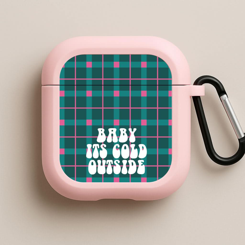 Baby It's Cold Outside Tartan Pink AirPods Case