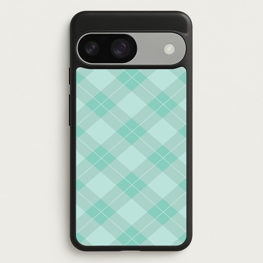 Light Cyan Tartan Christmas Pattern Google Pixel 9 / 9 Pro Case