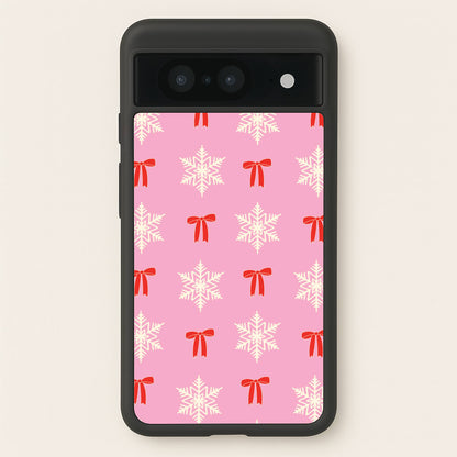 Coquette Bows And Snowflakes Pattern Google Pixel 8 Case