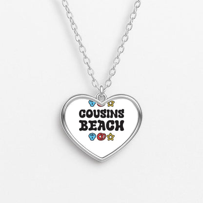 Cartoon Cousins Beach Heart Necklace