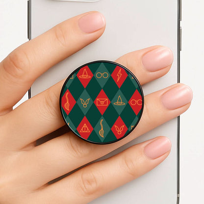 Christmas Wizard Icons Argyle Pattern Phone Grip
