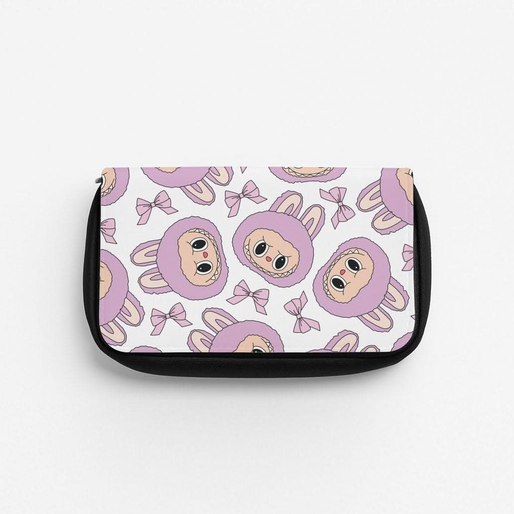 Cute Purple Monster And Bows Pattern Pencil Case