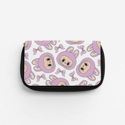 Cute Purple Monster And Bows Pattern Pencil Case