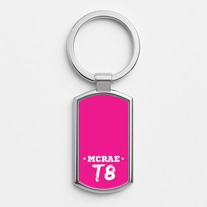 Pink T8 Sports Silver Metal Keyring