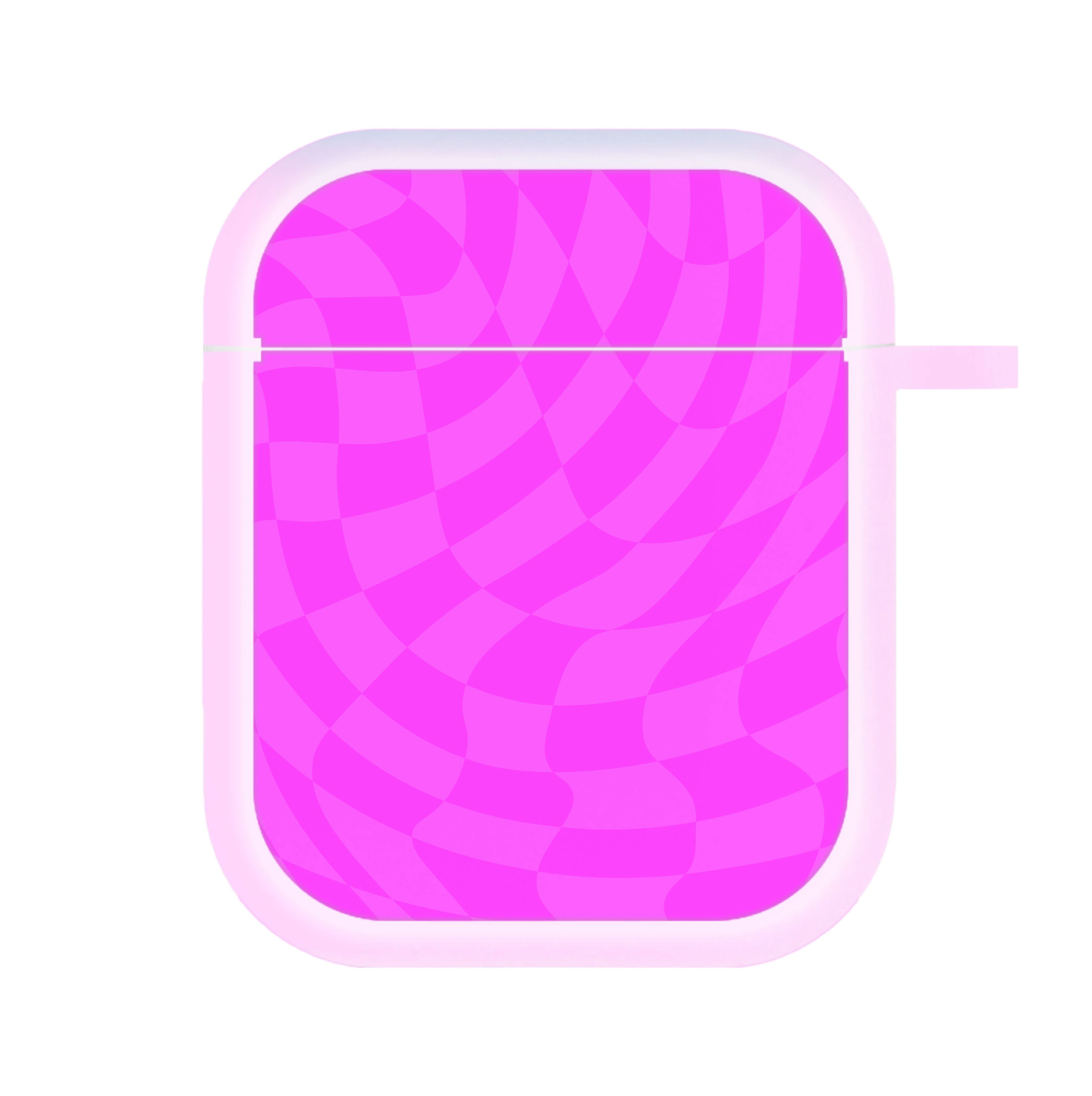 Pink Trippy Checkerboard Pattern AirPods Case