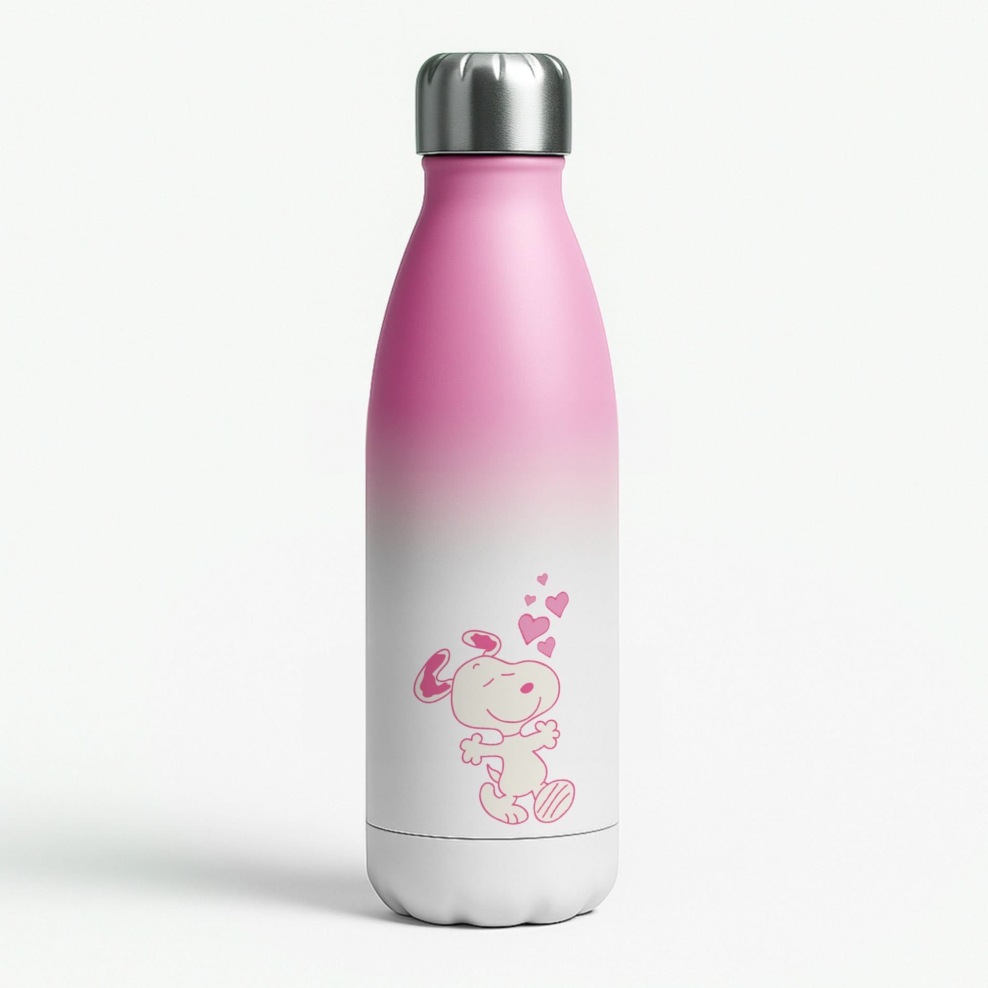 Cartoon Beagle Valentine Hearts Pattern Pink Water Bottle