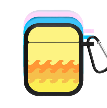 Orange Beach Waves Pattern AirPods Case