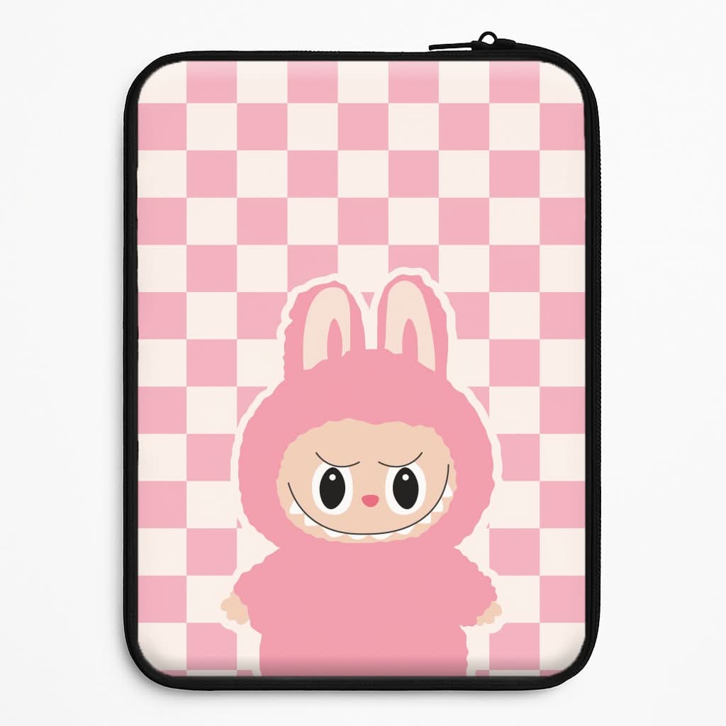 Checkered Cute Pink Monster  Universal Laptop Sleeve