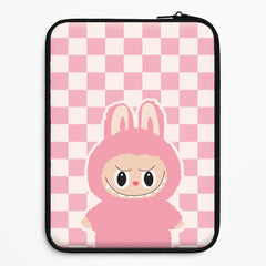 Checkered Cute Pink Monster  Laptop Sleeve