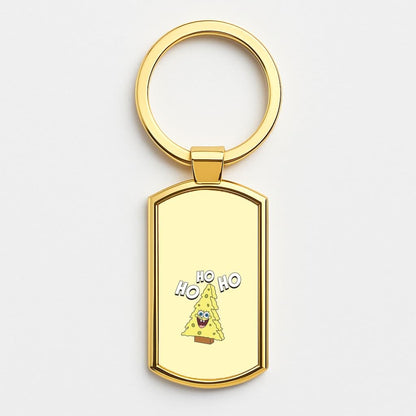 Christmas Tree Cartoon Sponge Gold Keyring