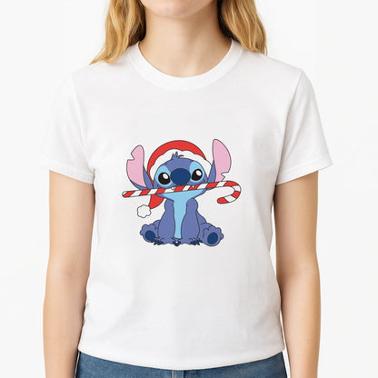 Cute Blue Alien Candycane Womens T-Shirt