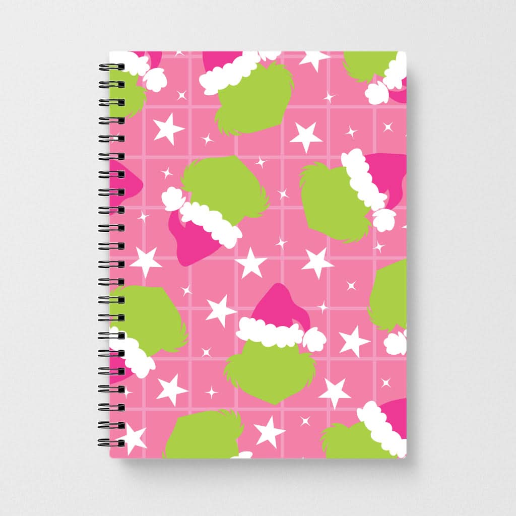 Pink Green Creature Xmas Pattern Notebook