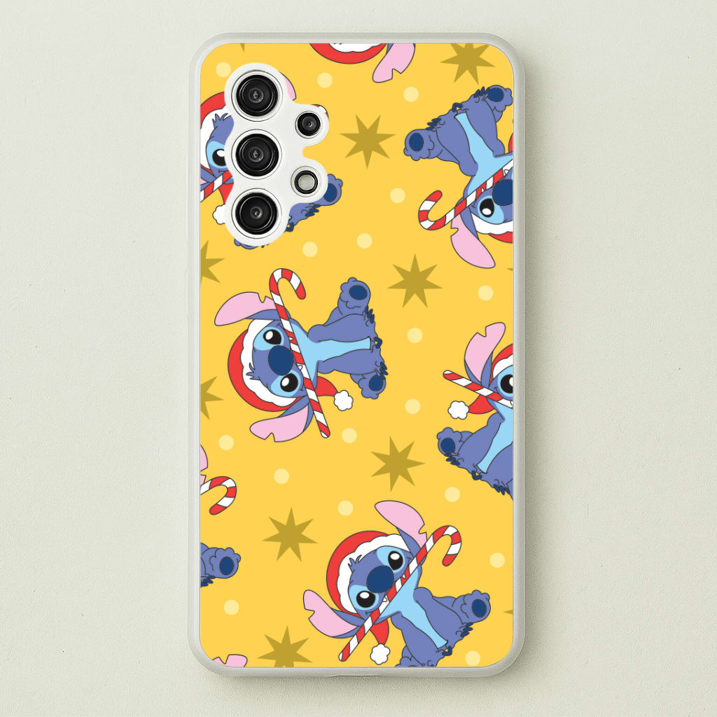 Cute Blue Alien Candycane Christmas Pattern Galaxy A13 Case