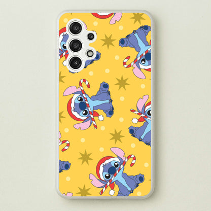 Cute Blue Alien Candycane Christmas Pattern Galaxy A13 Case