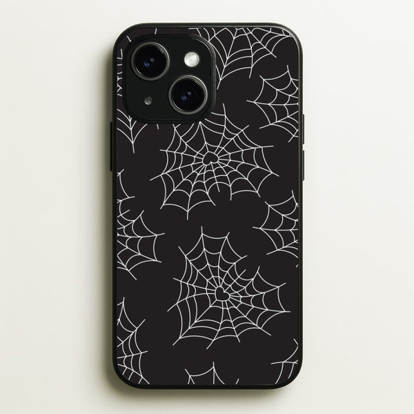 Spiderweb Hearts Pattern iPhone 15 Case