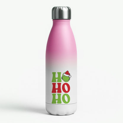 Green Ho Ho Ho Pink Water Bottle