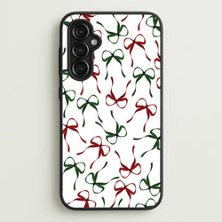 Red And Green Coquette Christmas Bows Pattern Galaxy A14 Case