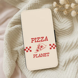 Retro Pizza Planet  Leather Phone Case