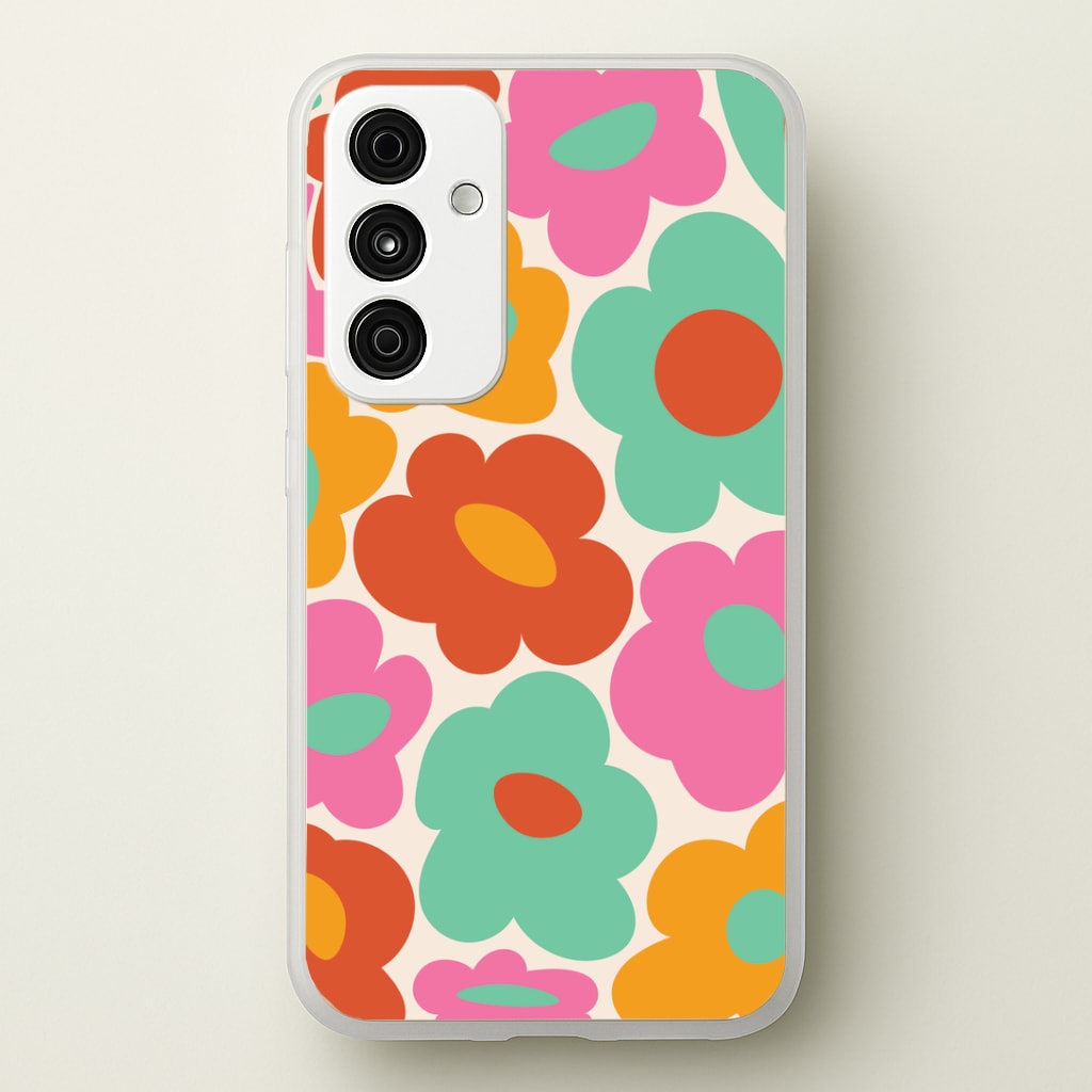 Abstract Trippy Retro Flowers Galaxy A55 Case