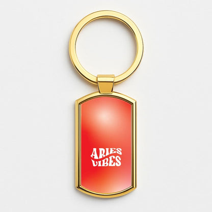 Aries Vibes Gradient Zodiac Gold Keyring