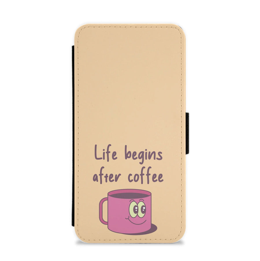 Life Begins After Coffee - Aesthetic Quote Flip / Wallet Phone Case