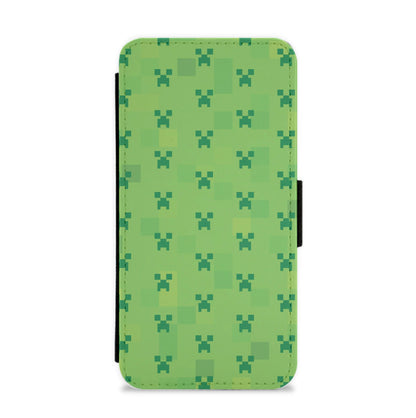 Creeper Pattern Green Flip / Wallet Phone Case