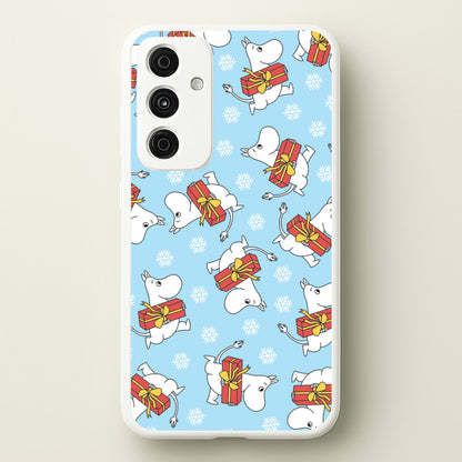 Present And Snowflakes Moom Pattern Galaxy A35 Case