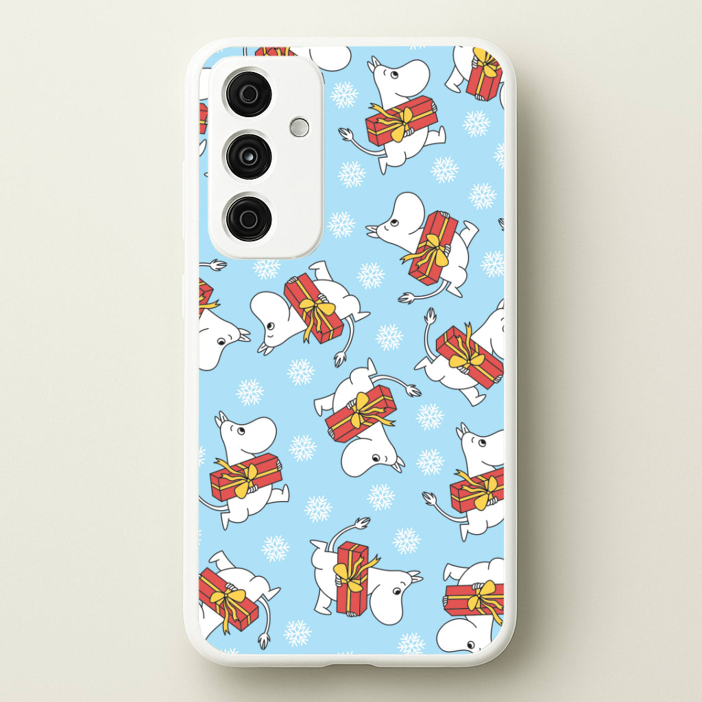 Present And Snowflakes Moom Pattern Galaxy A55 Case